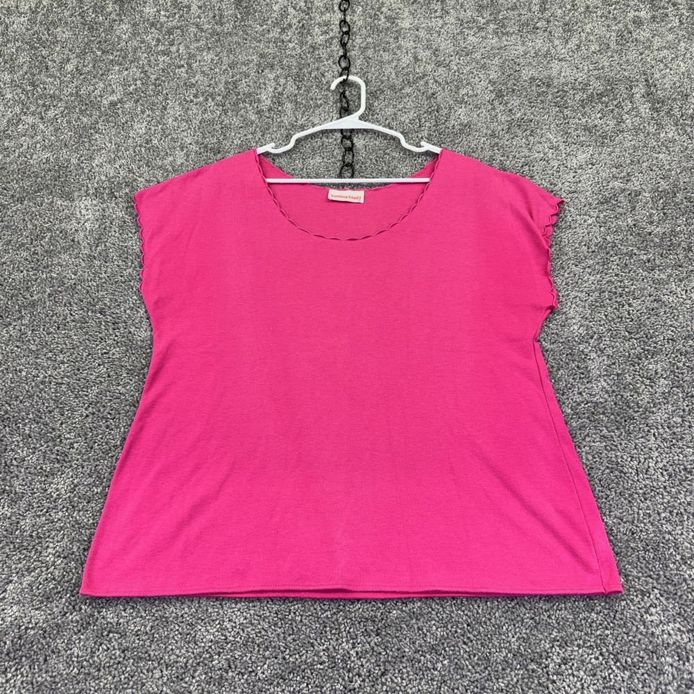 Young Stuff Shirt Womens XL Pink Ruffle Cap Sleeve Scoop Neck Casual Top